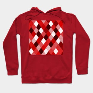 MARDI GRAS HARLEQUIN PATTERN Red Pink White Rhombi Argyle Hoodie